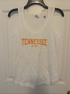 Port and Company White Tank Top with Orange Tennessee Graphic